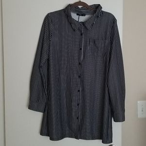 L/Xl Tunic button down striped blouse